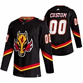 Calgary Flames Customized Black Adidas 2020-21 Reverse Retro Alternate Jersey